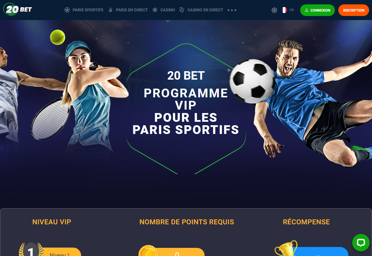 20Bet Programme VIP pour les paris sportifs